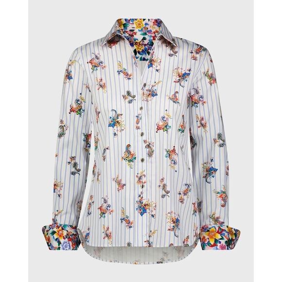 Robert Graham Tops - Robert Graham Priscilla Striped Paisley-Print Multicolor Shirt Women’s Size L